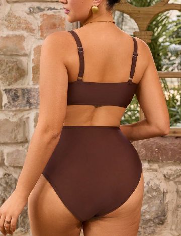 Costum de baie SHEIN CURVE, maro
