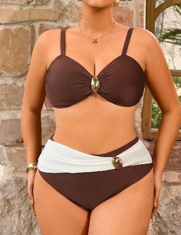 Costum de baie SHEIN CURVE, maro