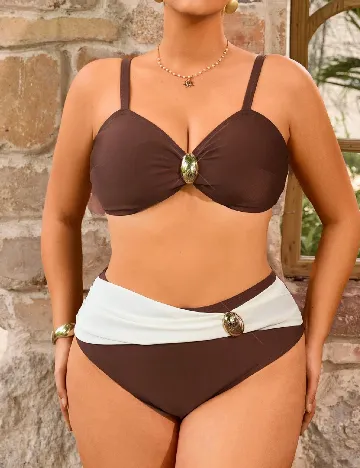 Costum de baie SHEIN CURVE, maro