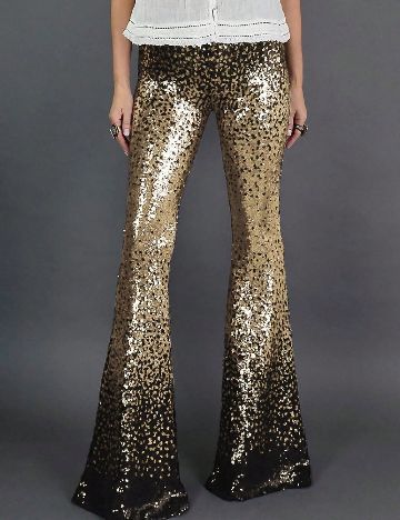 Pantaloni SHEIN, negru/auriu