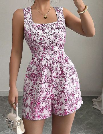 Salopeta SHEIN, alb/roz