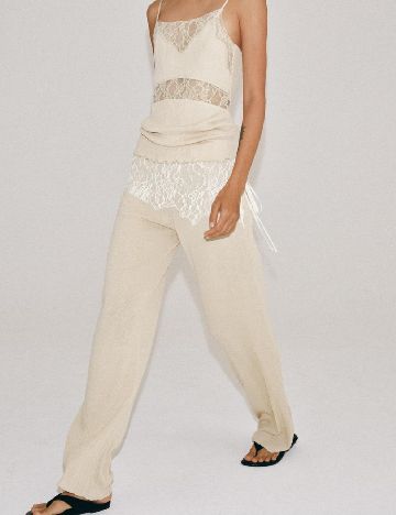 Pantaloni Zara, crem