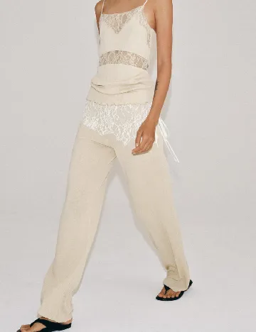 Pantaloni Zara, crem