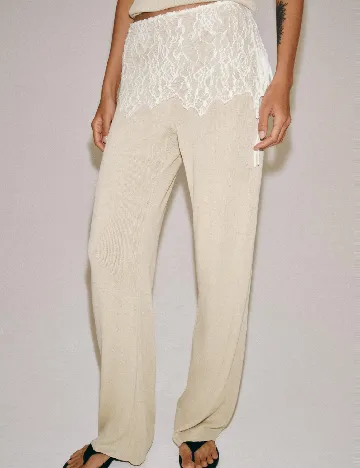 Pantaloni Zara, crem