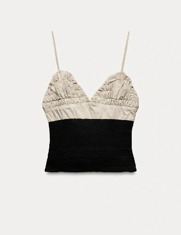 Top Zara, negru/crem