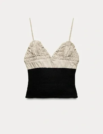 Top Zara, negru/crem
