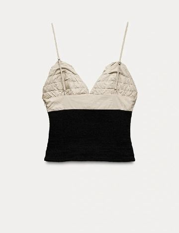 Top Zara, negru/crem