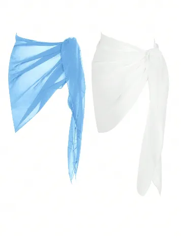 Set Fuste 2 bucati SHEIN, albastru/alb