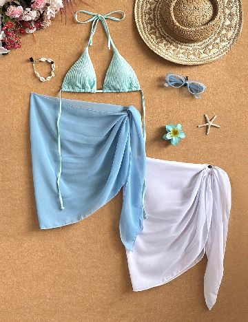 Set Fuste 2 bucati SHEIN, albastru/alb