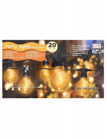 Ghirlanda luminoasa, 20 becuri, 13,5 metri Kema Keur, alb cald