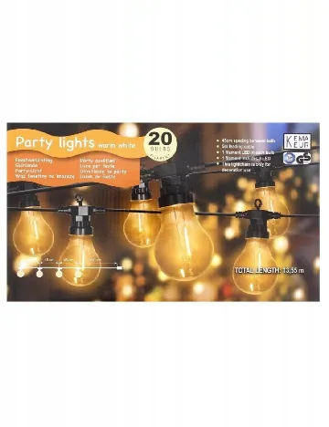 Ghirlanda luminoasa, 20 becuri, 13,5 metri Kema Keur, alb cald