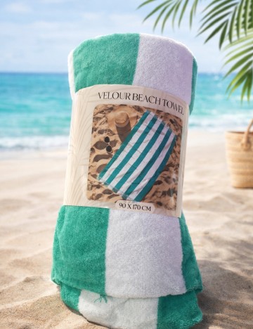 Prosop de plaja KONIMPEX, verde/alb