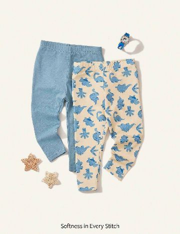 Set pantaloni Cozy Pixies, albastru/crem