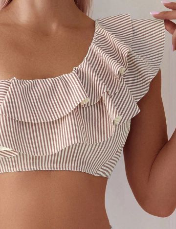 Costum de baie SHEIN, maro/alb