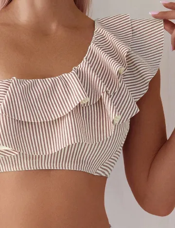 Costum de baie SHEIN, maro/alb