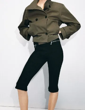 Pantaloni trei sferturi Zara, negru