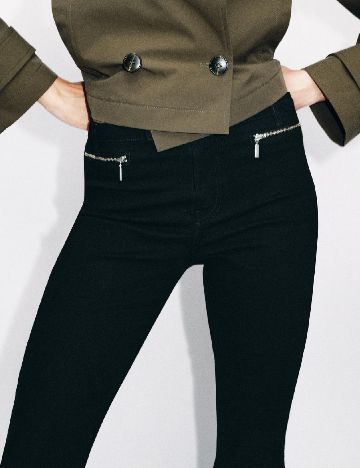 Pantaloni trei sferturi Zara, negru