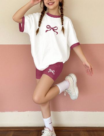 Compleu Shein Kids, alb/roz