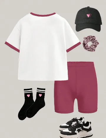 Compleu Shein Kids, alb/roz