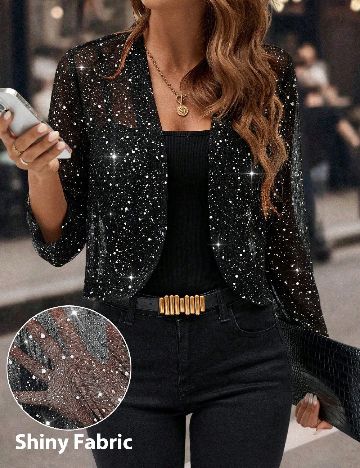 Bolero SHEIN, negru/argintiu