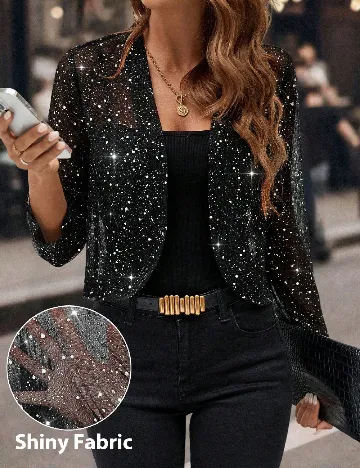 Bolero SHEIN, negru/argintiu