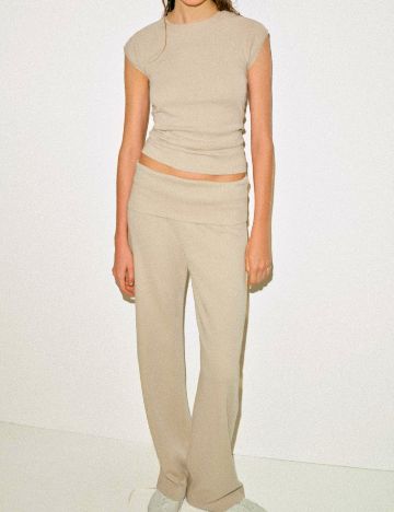 Pantaloni Zara, crem