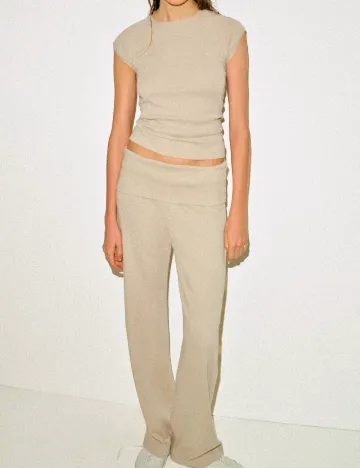 Pantaloni Zara, crem