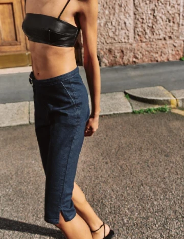 Pantaloni trei sferturi Zara, bleumarin