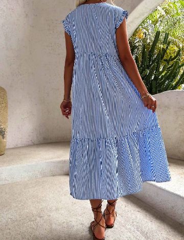 Rochie medie SHEIN, albastru/alb