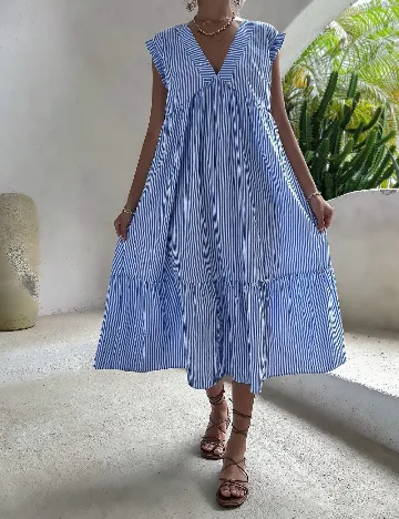 Rochie medie SHEIN, albastru/alb