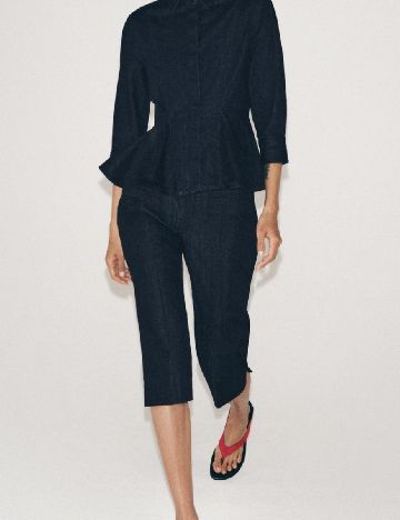 Pantaloni trei sferturi Zara, bleumarin