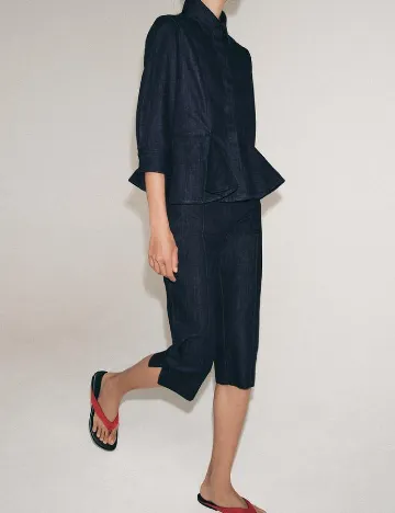 Pantaloni trei sferturi Zara, bleumarin