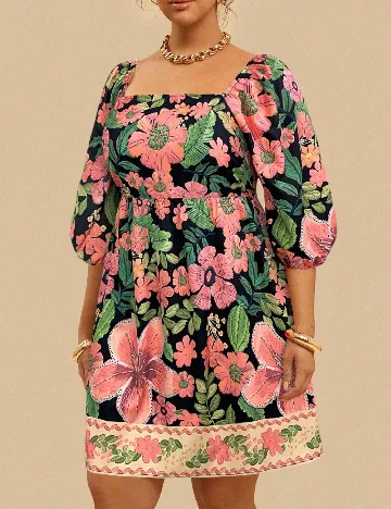 Rochie scurta SHEIN CURVE, floral print