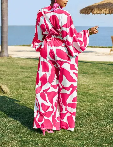 Salopeta SHEIN CURVE, roz/alb