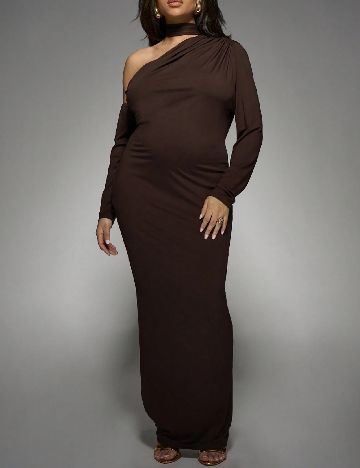 Rochie lunga MISSGUIDED Plus Size, maro