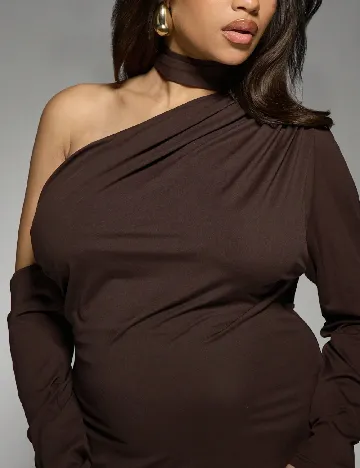 Rochie lunga MISSGUIDED Plus Size, maro