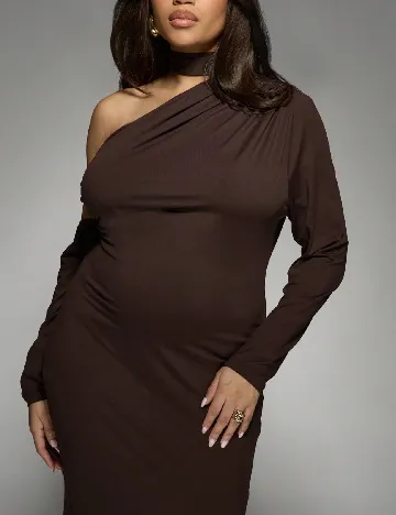 Rochie lunga MISSGUIDED Plus Size, maro