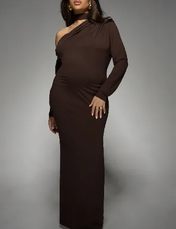 Rochie lunga MISSGUIDED Plus Size, maro