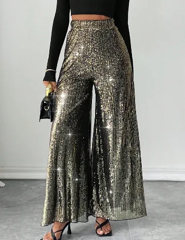 Pantaloni SHEIN, negru/auriu