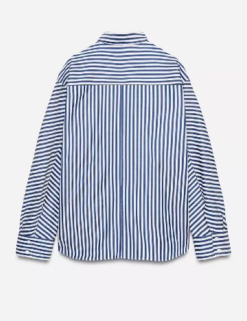 Camasa Oversize Zara, alb/albastru