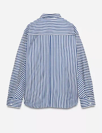 Camasa Oversize Zara, alb/albastru