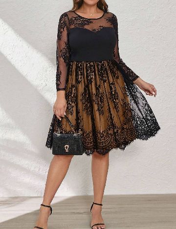 Rochie scurta SHEIN CURVE, negru/maro