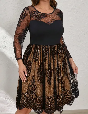 Rochie scurta SHEIN CURVE, negru/maro