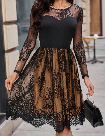 Rochie scurta SHEIN CURVE, negru/maro