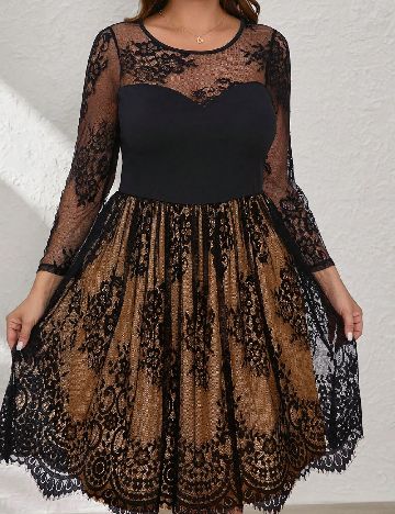 Rochie scurta SHEIN CURVE, negru/maro