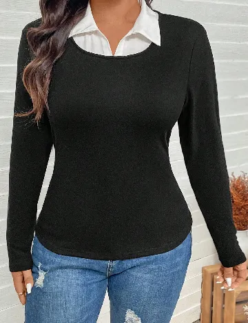 Bluza SHEIN CURVE, negru/alb