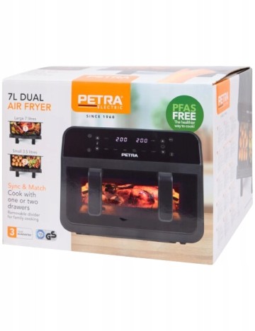 Airfryer dublu, 7 litri Petra, negru