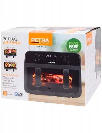 Airfryer dublu, 7 litri Petra, negru