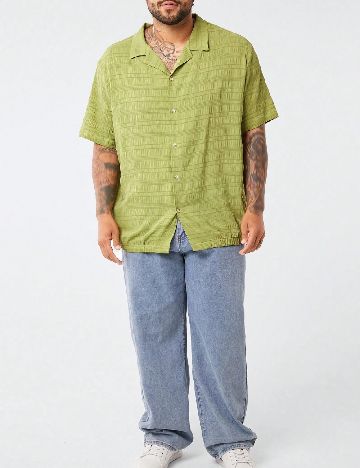 Camasa SHEIN Plus Size Men, verde