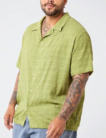 Camasa SHEIN Plus Size Men, verde
